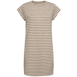 ULLA STRIPE TSHIRT DRESS LIGHT BROWN WHITE STRIPE